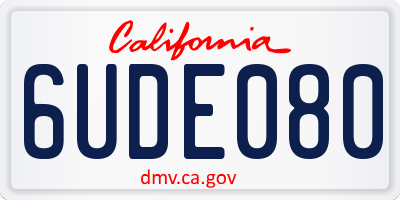 CA license plate 6UDE080
