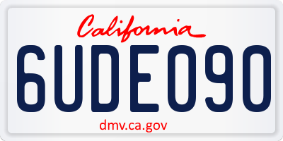 CA license plate 6UDE090