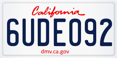 CA license plate 6UDE092