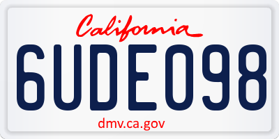 CA license plate 6UDE098