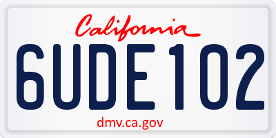 CA license plate 6UDE102
