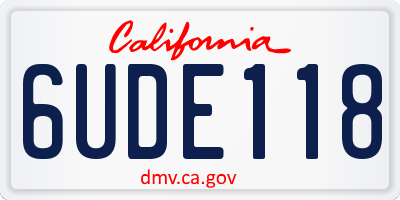 CA license plate 6UDE118