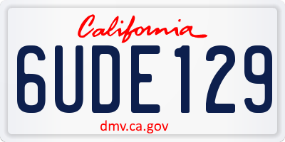 CA license plate 6UDE129