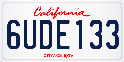 CA license plate 6UDE133