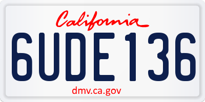 CA license plate 6UDE136