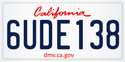 CA license plate 6UDE138