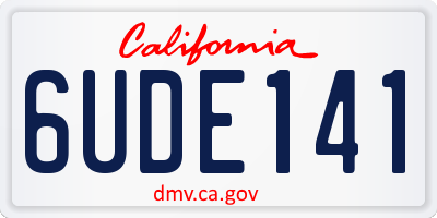 CA license plate 6UDE141