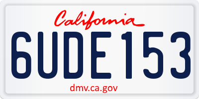 CA license plate 6UDE153