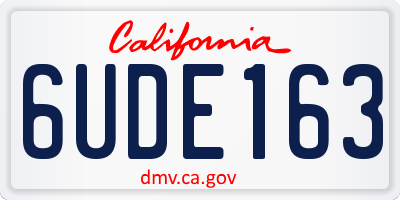 CA license plate 6UDE163