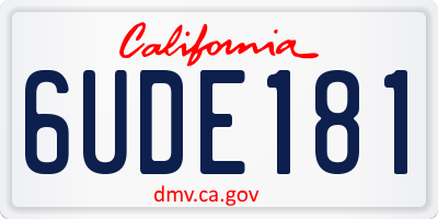CA license plate 6UDE181
