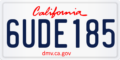 CA license plate 6UDE185