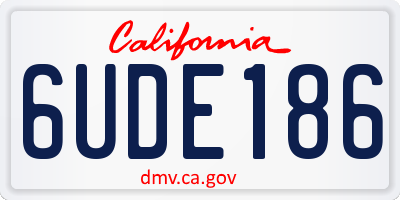 CA license plate 6UDE186