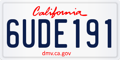 CA license plate 6UDE191