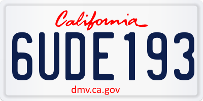 CA license plate 6UDE193