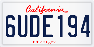 CA license plate 6UDE194