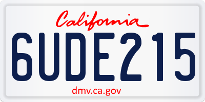 CA license plate 6UDE215