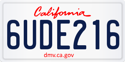 CA license plate 6UDE216
