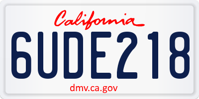CA license plate 6UDE218