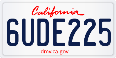 CA license plate 6UDE225