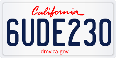 CA license plate 6UDE230