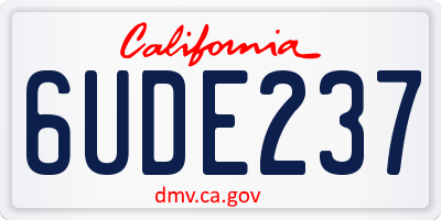 CA license plate 6UDE237