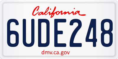 CA license plate 6UDE248