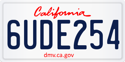 CA license plate 6UDE254