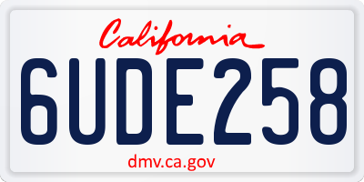 CA license plate 6UDE258