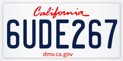 CA license plate 6UDE267