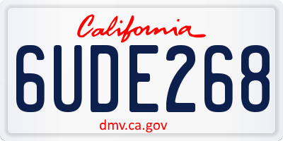 CA license plate 6UDE268