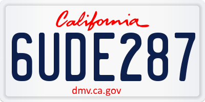 CA license plate 6UDE287