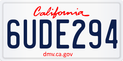 CA license plate 6UDE294