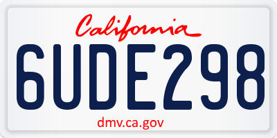 CA license plate 6UDE298