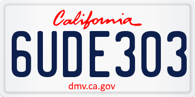CA license plate 6UDE303