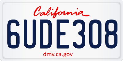 CA license plate 6UDE308