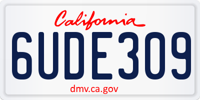 CA license plate 6UDE309