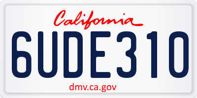 CA license plate 6UDE310