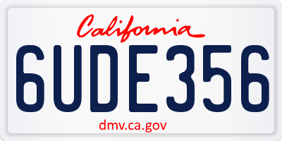 CA license plate 6UDE356