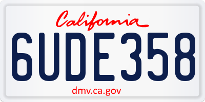 CA license plate 6UDE358
