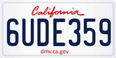 CA license plate 6UDE359