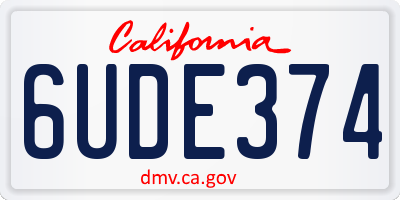 CA license plate 6UDE374