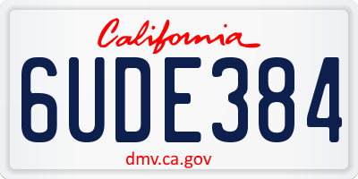 CA license plate 6UDE384