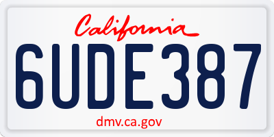 CA license plate 6UDE387