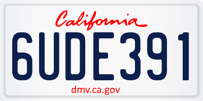 CA license plate 6UDE391