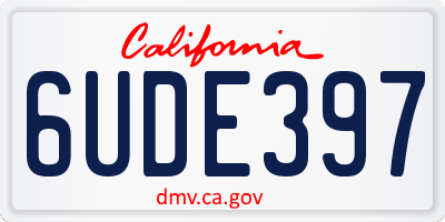 CA license plate 6UDE397