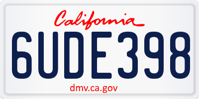 CA license plate 6UDE398