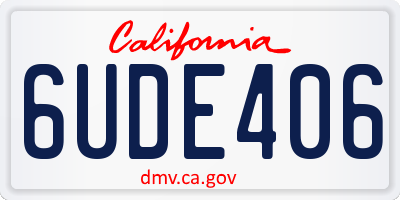 CA license plate 6UDE406