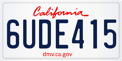 CA license plate 6UDE415