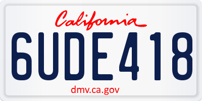 CA license plate 6UDE418
