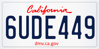 CA license plate 6UDE449